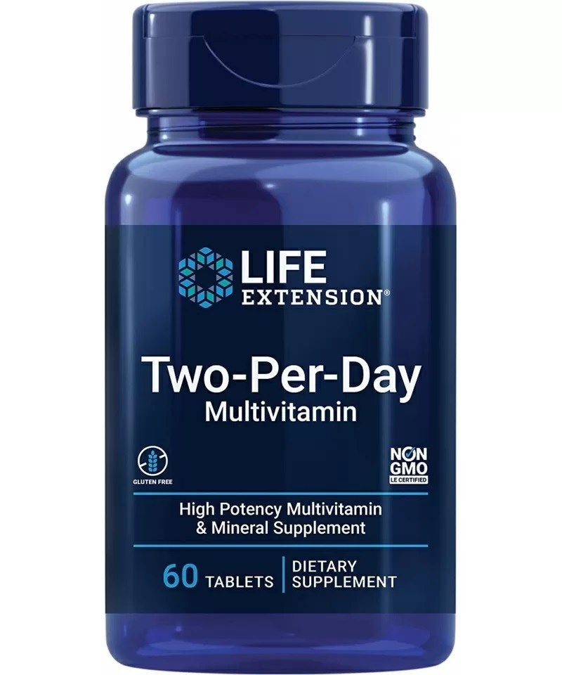 Life Extension Two-Per-Day multivitamiini tabletid, 60 tabletti