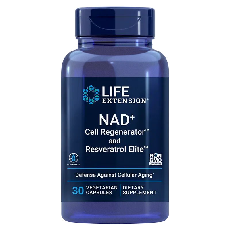 Life Extension NAD+ Cell Regenerator ja Resveratrol Elite 30 kapslit