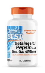 DOCTOR'S BEST Betaiini vesinikkloriid + pepsiin + emajuure juur 120 kapslit