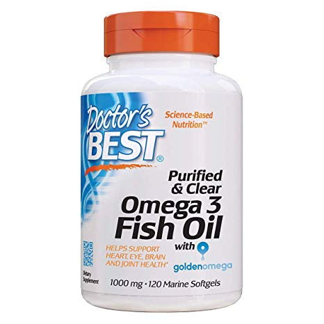 DOCTOR'S BEST puhastatud ja selge Omega 3 kalaõli 1000 mg 120 kapslit