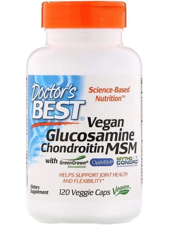 DOCTOR'S BEST vegantoiteline glükoosamiin + kondroitiin + MSM 120 kapslit