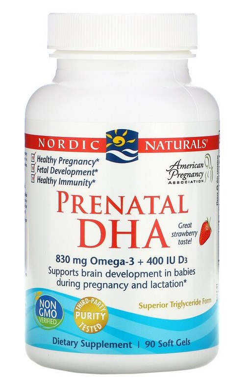 NORDIC NATURALS Prenatal DHA - maasika maitsega 90 kapslit