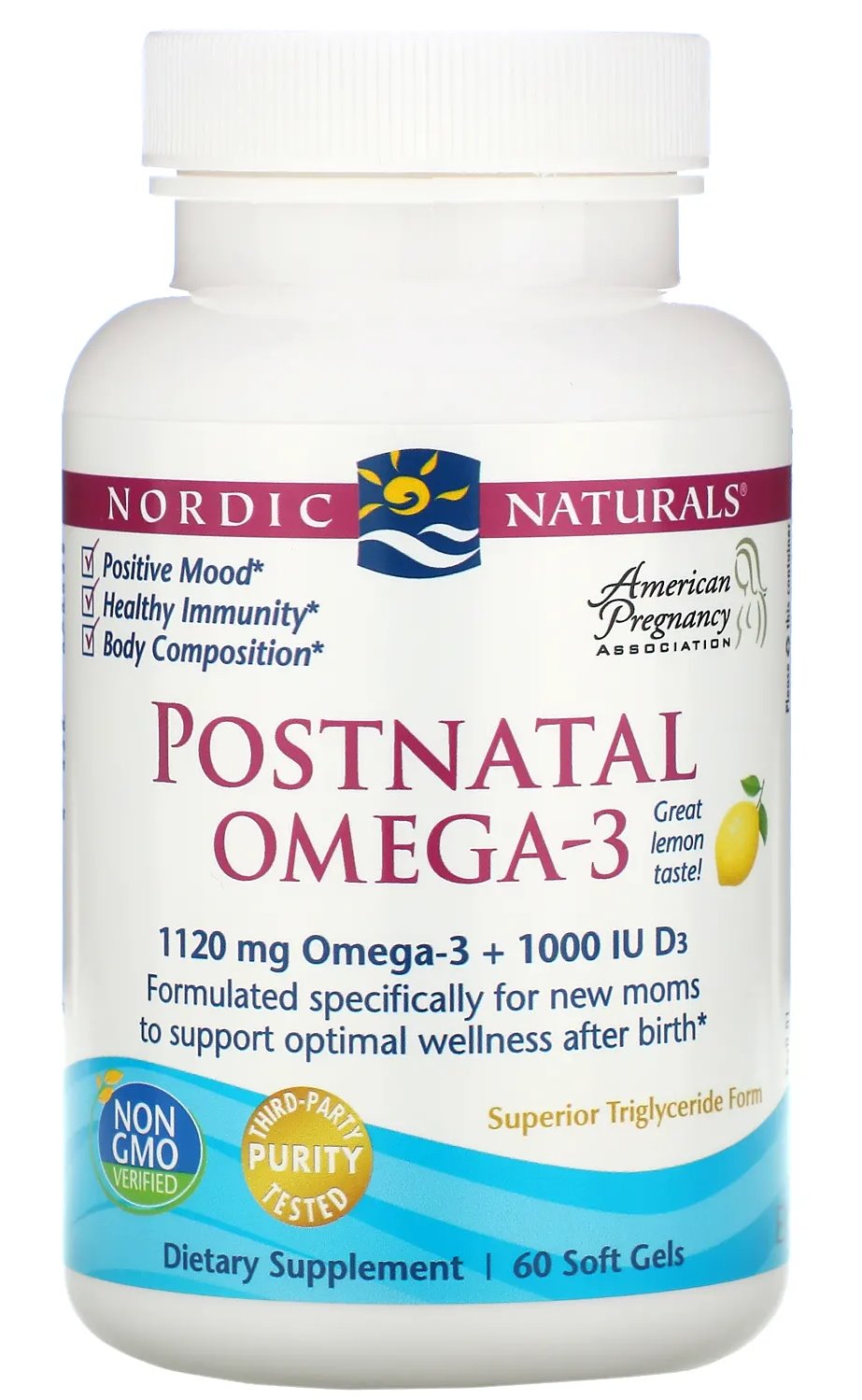 NORDIC NATURALS sünnitusjärgne oomega-3 60 kapslit
