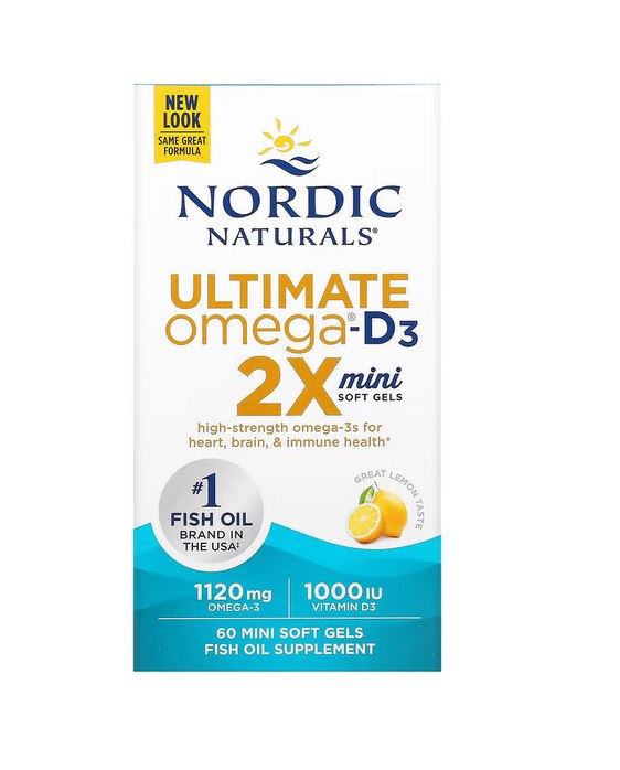NORDIC NATURALS Ultimate Omega 2X Mini D3-vitamiiniga, 60 kapslit
