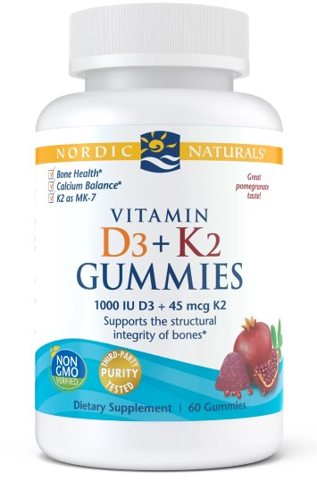 NORDIC NATURALS D3 + K2 vitamiini kummikommid 60 kummikommi