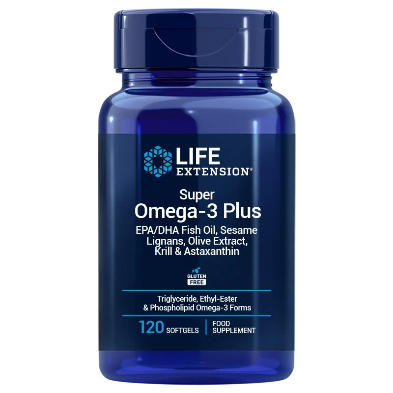 Life Extension Super Omega-3 Plus EPA/DHA su seesamligaanide, oliiviõli ekstrakti, krilliõli ja astaksantiiniga EL 120 kapslit