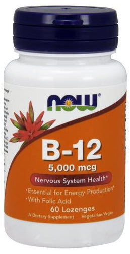 Vitamin B-12 with Folic Acid, 5000mcg - 60 lozenges - NOW Foods