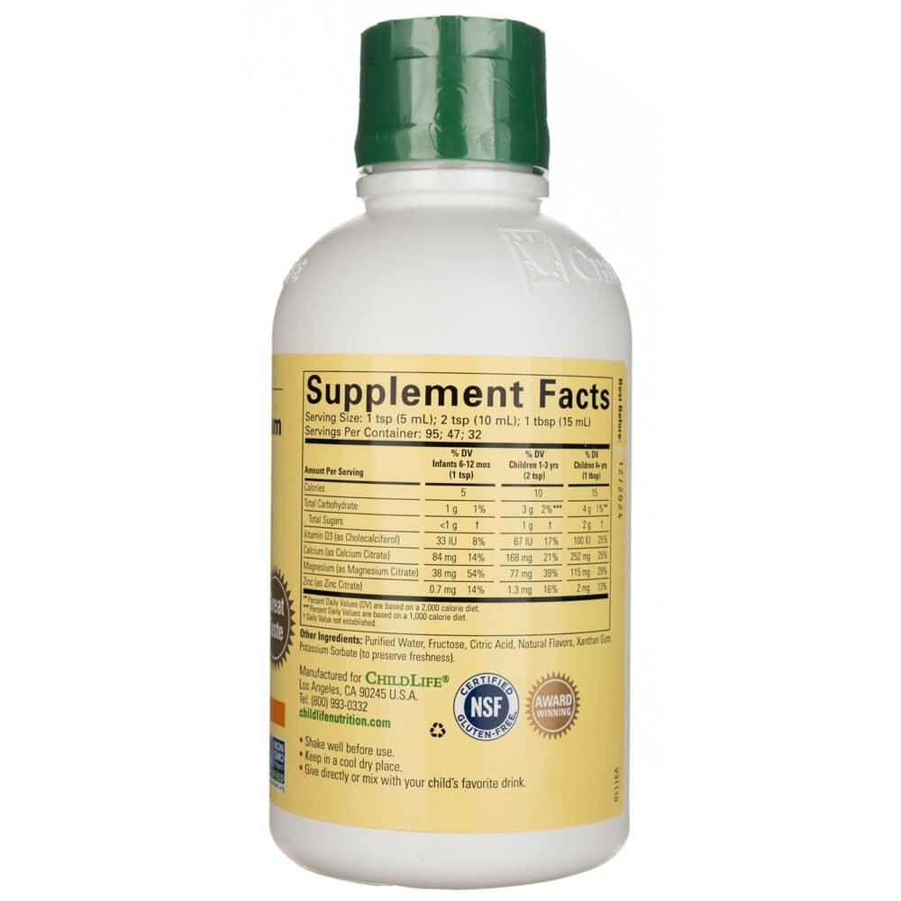 ChildLife vedel kaltsium magneesiumiga, naturaalse apelsinimaitsega - 473 ml