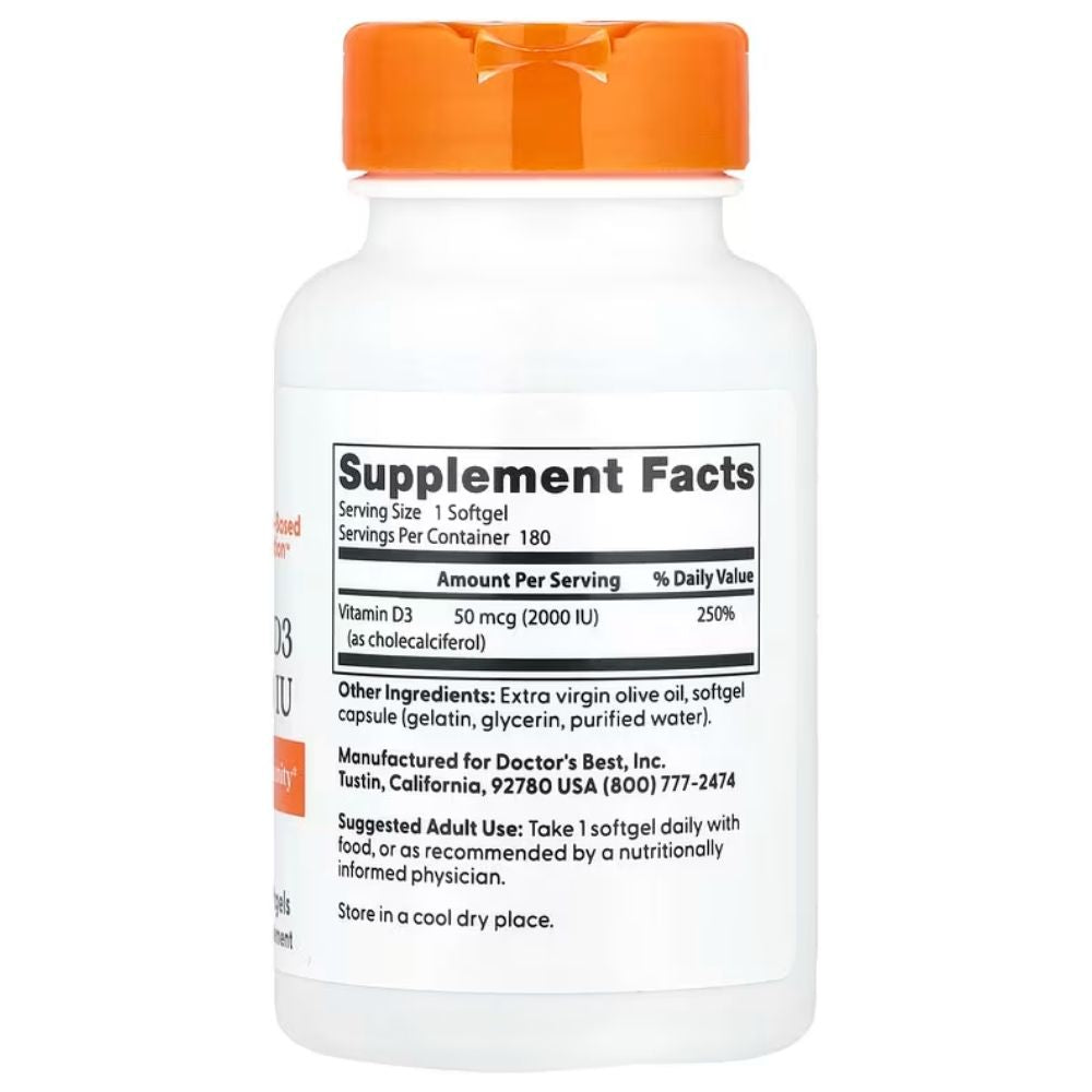 Doctor's Best D3-vitamiin 50 mcg – 180 kapslit
