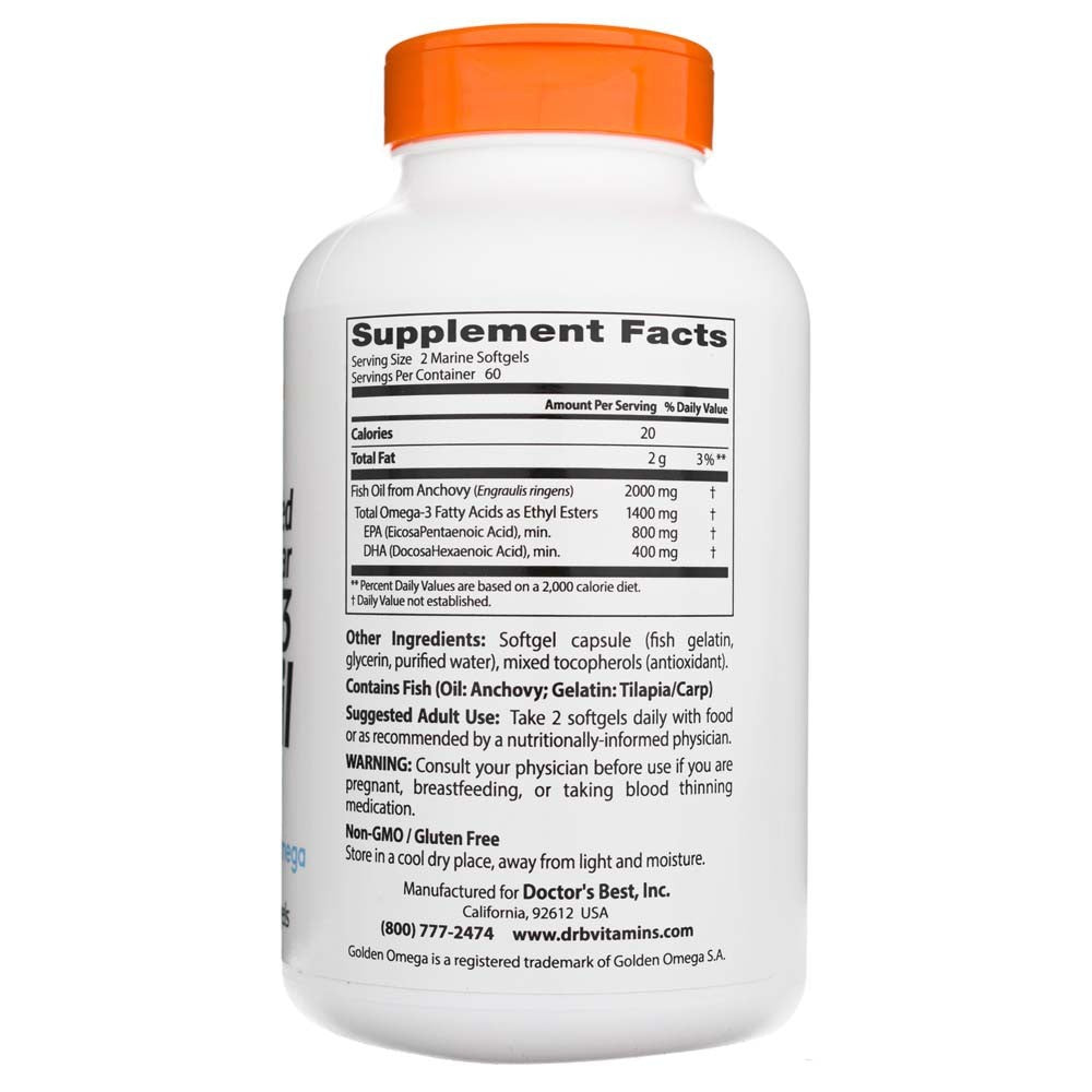 Doctor's Best Purified & Clear Omega 3 kalaõli koos Goldenomega 1000 mg - 120 kapslit
