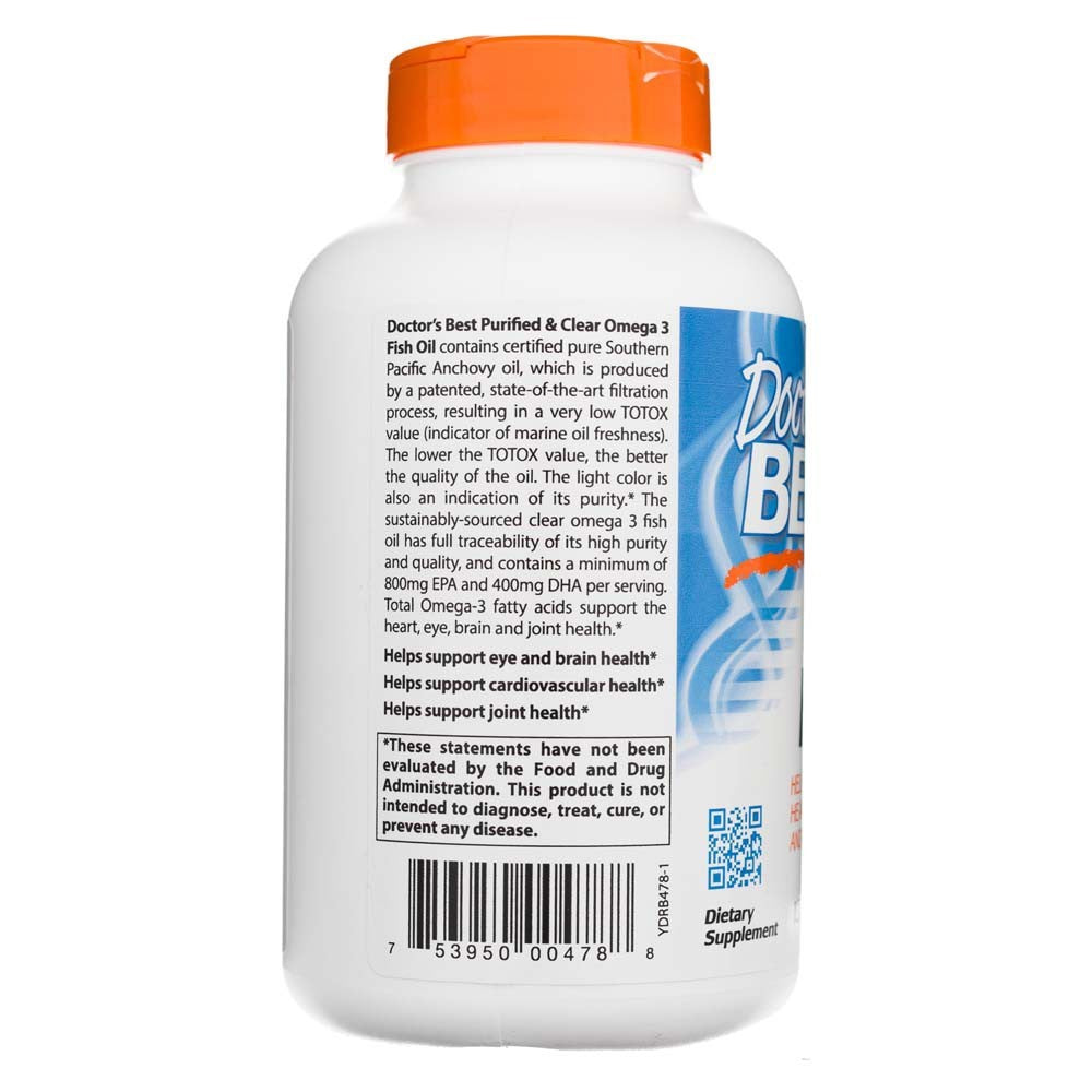 Doctor's Best Purified & Clear Omega 3 kalaõli koos Goldenomega 1000 mg - 120 kapslit