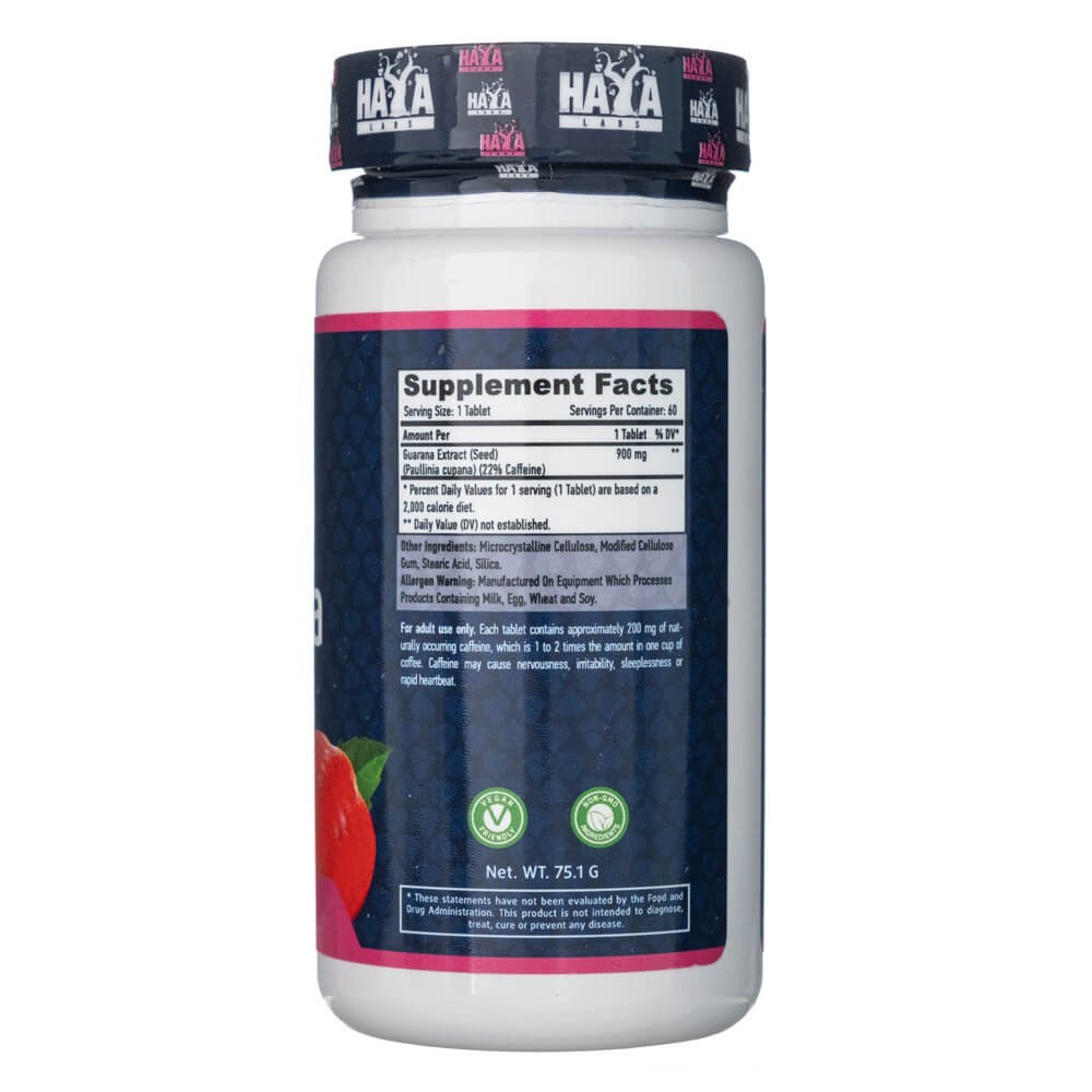 Haya Labs Guarana 900 mg - 60 tabletti