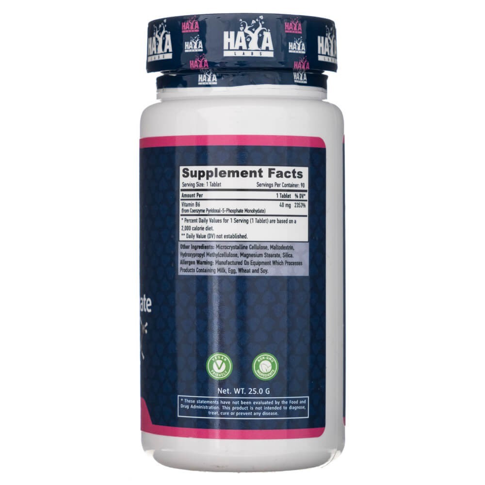 Haya Labs vitamiin B6 (P-5-P) 40 mg - 90 tabletti