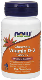 Vitamin D-3, 1000 IU (Chewable) - 180 chewables - NOW Foods
