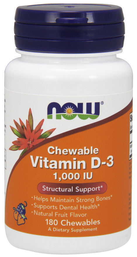 Vitamin D-3, 1000 IU (Chewable) - 180 chewables - NOW Foods