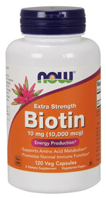Biotin, 10mg Extra Strength - 120 vcaps - NOW Foods