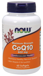 CoQ10 with Lecithin & Vitamin E, 600mg - 60 softgels - NOW Foods
