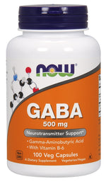 GABA with Vitamin B6, 500mg - 100 vcaps - NOW Foods