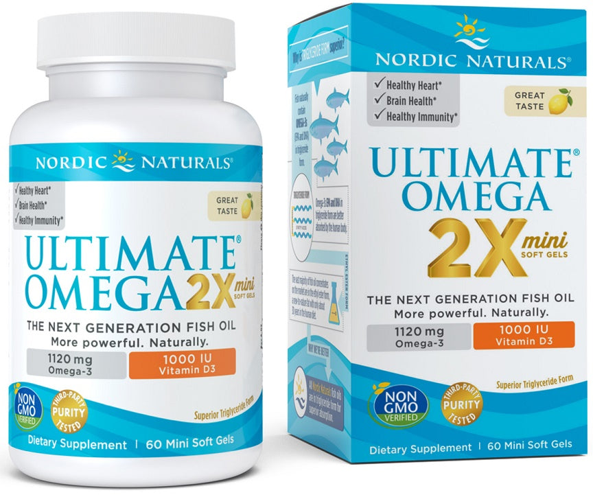 Ultimate Omega 2X Mini with Vitamin D3, 1120mg Lemon - 60 mini softgels - Nordic Naturals
