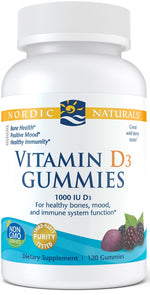 Vitamin D3 Gummies, 1000 IU Wild Berry - 120 gummies - Nordic Naturals