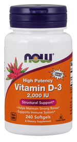 Vitamin D-3, 2000 IU - 240 softgels - NOW Foods