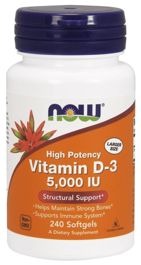 Vitamin D-3, 5000 IU - 240 softgels - NOW Foods