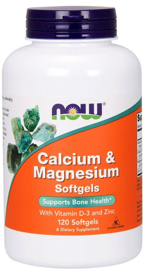 Calcium & Magnesium with Vit D and Zinc - 120 softgels - NOW Foods