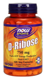 D-Ribose, 750mg - 120 vcaps - NOW Foods