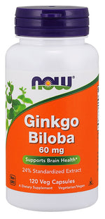 Ginkgo Biloba, 60mg - 120 vcaps - NOW Foods