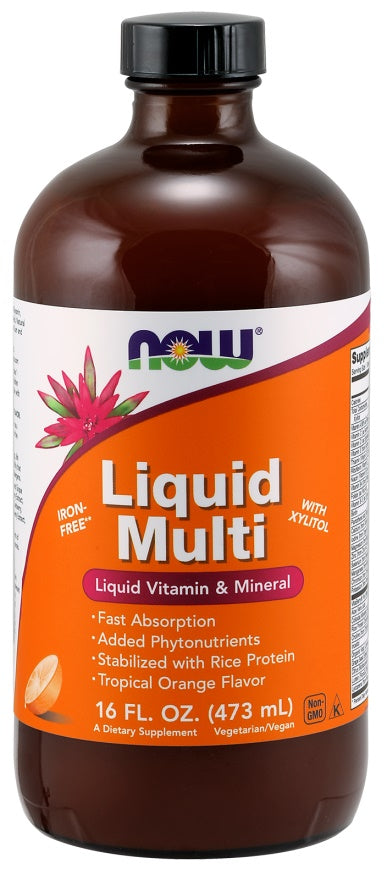 Liquid Multi, Tropical Orange (Iron Free) - 473 ml. - NOW Foods