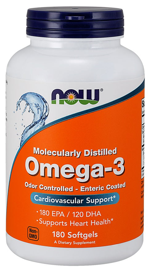 Omega-3 Enteric Coated - 180 softgels - NOW Foods