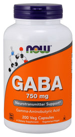 GABA, 750mg - 200 vcaps - NOW Foods