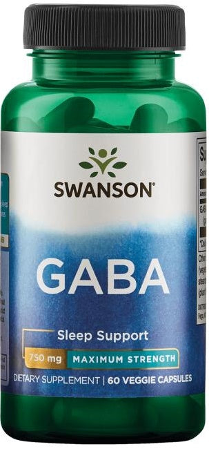 GABA, 750mg Maximum Strength - 60 vcaps - Swanson