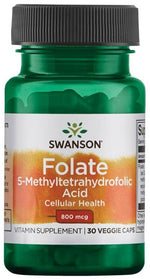 Folate (5-Methyltetrahydrofolic Acid), 800mcg - 30 vcaps - Swanson