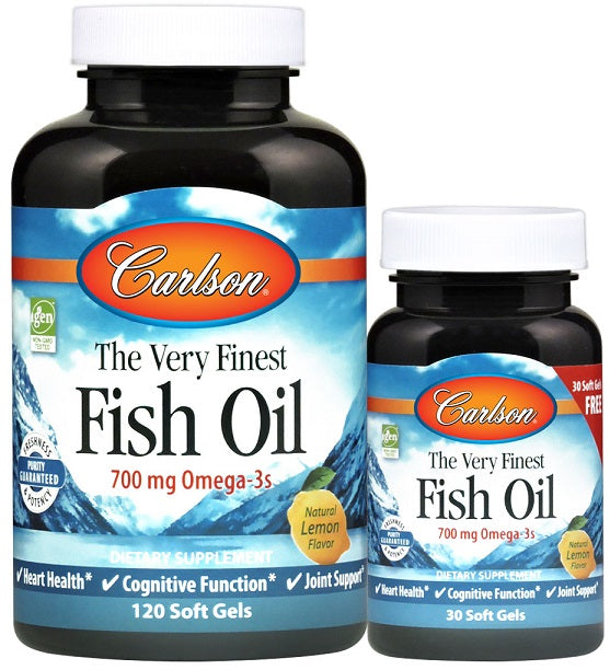 The Very Finest Fish Oil - 700mg Omega-3s, Natural Orange - 120 + 30 softgels - Carlson Labs