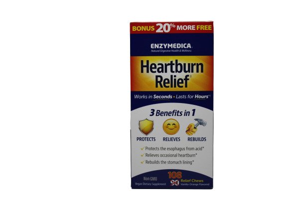 Heartburn Relief, Vanilla-Orange - 108 chewables - Enzymedica