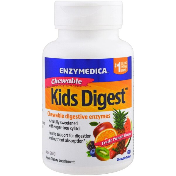 Kids Digest, Fruit Punch - 60 chewables - Enzymedica