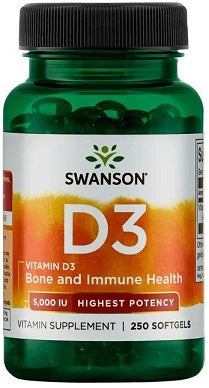 Vitamin D-3, 5000 IU - 250 softgels - Swanson