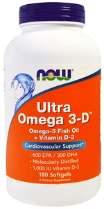 Ultra Omega 3-D with Vitamin D-3 - 180 softgels - NOW Foods