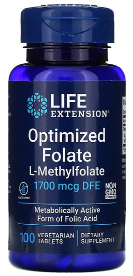 Optimized Folate, 1700mcg - 100 vegetarian tabs - Life Extension