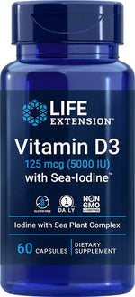 Vitamin D3 with Sea-Iodine, 5000IU - 60 caps - Life Extension