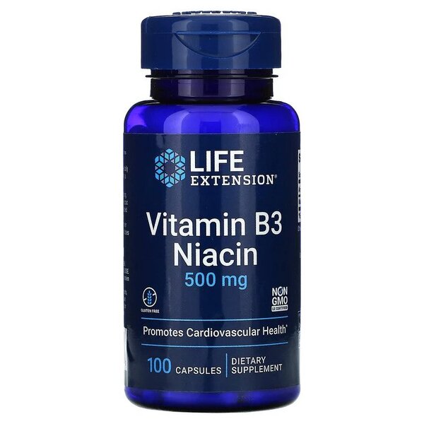 Vitamin B3 Niacin, 500mg - 100 caps - Life Extension