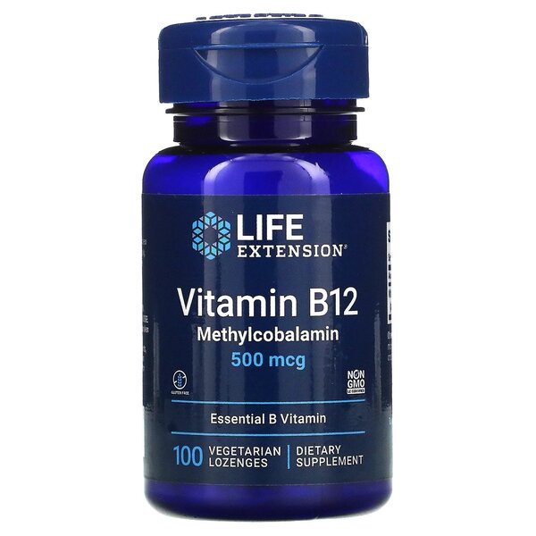 Vitamin B12 Methylcobalamin, 500mcg - 100 vegetarian lozenges - Life Extension