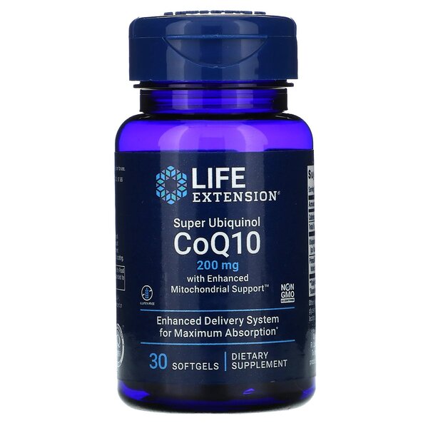Super Ubiquinol CoQ10 with Enhanced Mitochondrial Support, 200mg - 30 softgels - Life Extension