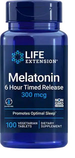 Melatonin 6 Hour Timed Release, 300mcg - 100 vegetarian tabs - Life Extension