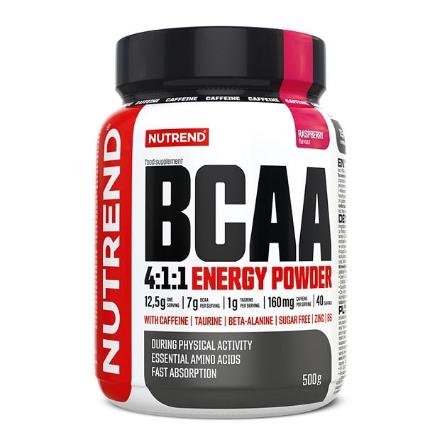 BCAA 4:1:1 Energy Powder, Raspberry - 500 grams - Nutrend