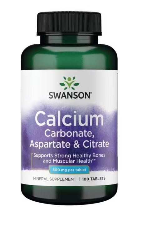 Calcium Carbonate, Aspartate & Citrate, 500mg - 100 tablets - Swanson
