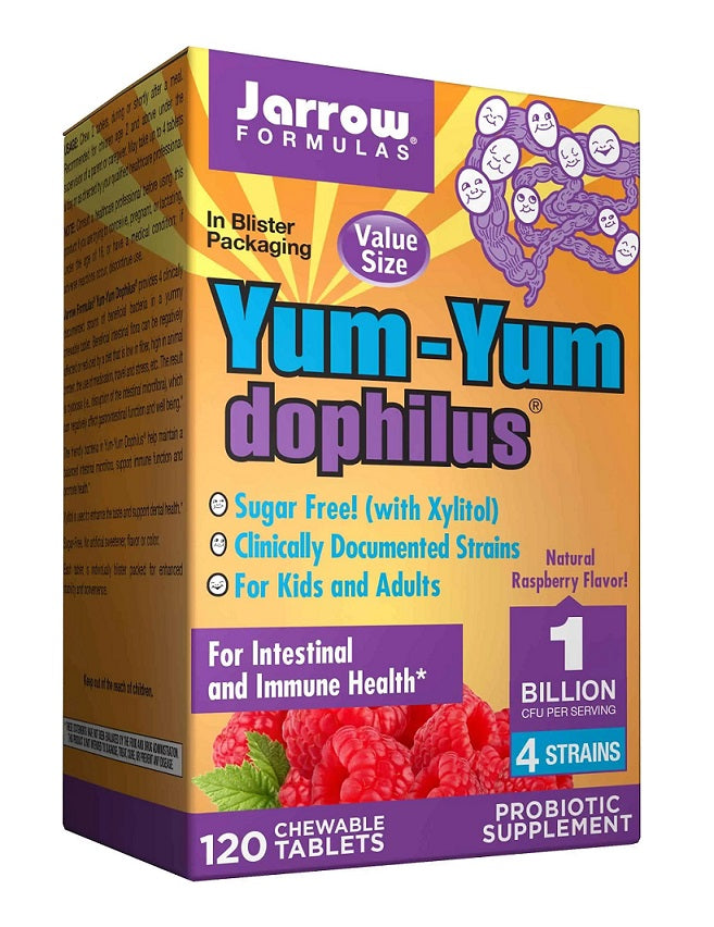 Yum-Yum Dophilus, 1 Billion CFU (Raspberry) - 120 chewable tabs - Jarrow Formulas