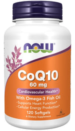 CoQ10 with Omega-3, 60mg - 120 softgels - NOW Foods