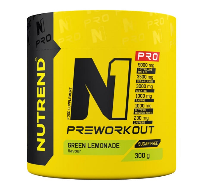 N1 Pro Pre-Workout, Green Lemonade - 300 grams - Nutrend